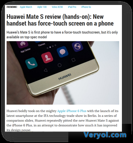 外媒：Mate S試用測(cè)評(píng)：搭載智能壓感屏幕的手機(jī)(圖1)