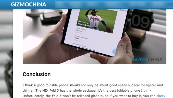 老外評(píng)小米MIX Fold 3：它是最好的折疊屏手機(jī) 可惜…