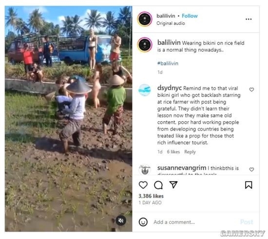 游客穿比基尼幫巴厘島農(nóng)民種莊稼引網(wǎng)友熱議 真幫忙還是作秀？