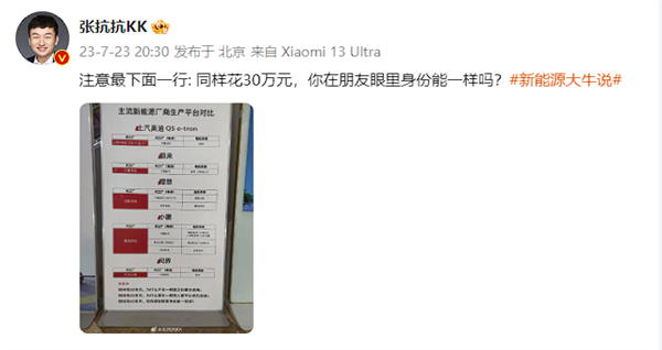 曝上汽奧迪Q5 e-tron對比競品海報：花30萬為何不買真正豪華？