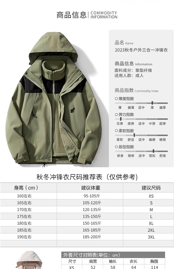 35年男裝老牌：虎都三合一沖鋒衣109元狂促（立減300元）