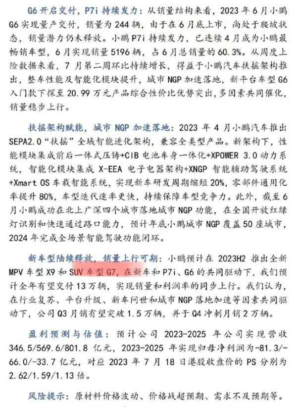 小鵬汽車新車規(guī)劃曝光 或?qū)⒃诮衲晗掳肽晖瞥鯴9 G7兩款全新車型