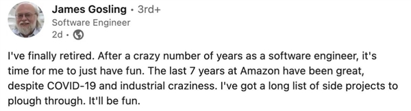 69歲的Java之父終于退休了 他竟然也經(jīng)歷過職場PUA