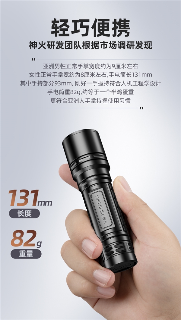 一鍵點亮黑夜！神火S33A手電筒：6000mAh到手6.8元