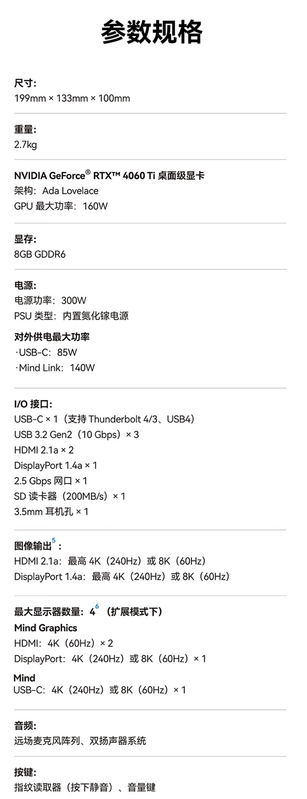 搭載RTX 4060 Ti售價6999元！Khadas Mind Graphics顯卡塢上市
