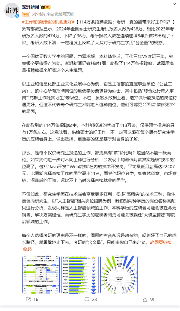 我國(guó)已累計(jì)培養(yǎng)1100多萬(wàn)研究生：調(diào)查稱讀研平均最低月薪13218元