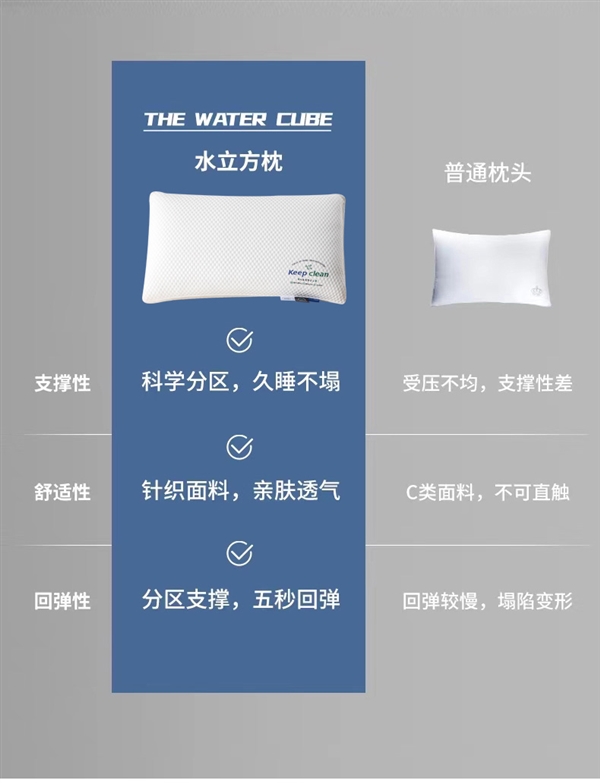 分區(qū)支撐 久睡不塌陷：潔麗雅菱形立體枕頭枕芯19元大促