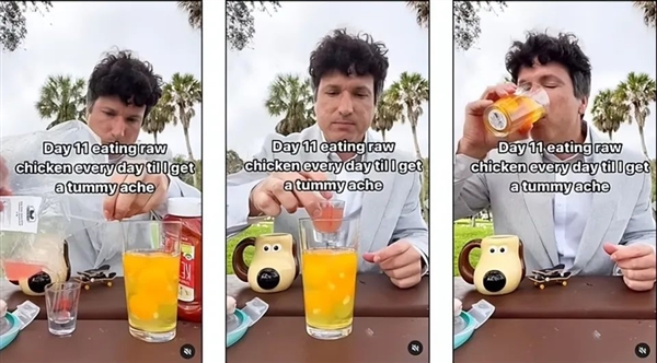 美國男子生吃雞肉100天失敗 又挑戰(zhàn)生吃牛蛋蛋(圖3) 美國男子生吃雞肉100天失敗 又挑戰(zhàn)生吃牛蛋蛋