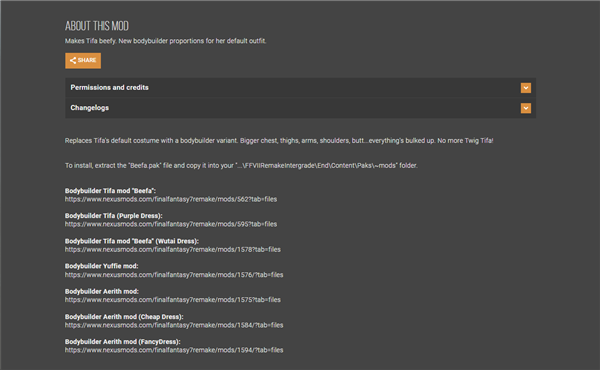《最終幻想7 重置版》筋肉女主系列MOD已推出完全版！狂暴蒂法