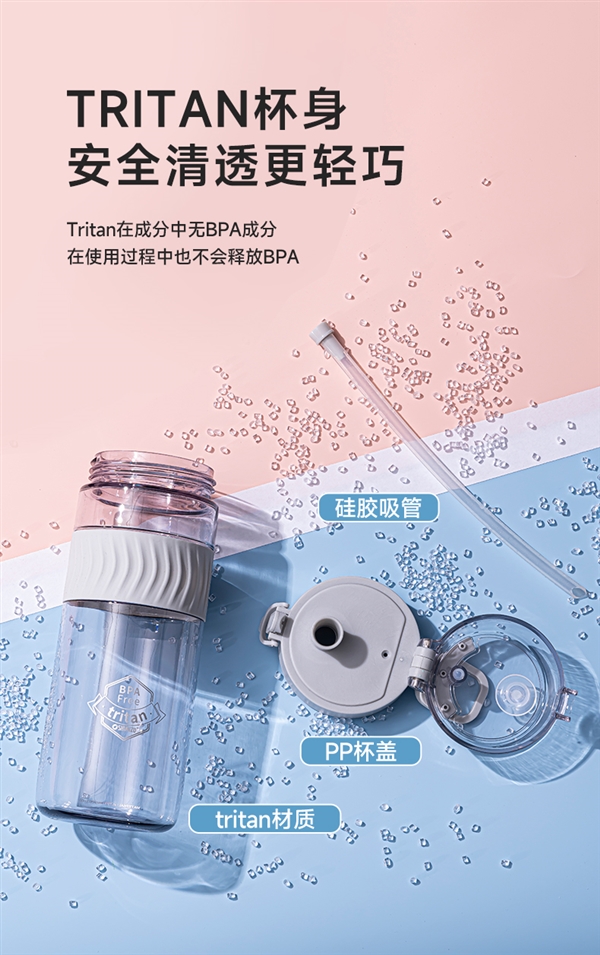 支持一鍵開蓋：老牌清水600ml吸管杯12元抄底（Tritan材質(zhì)） 