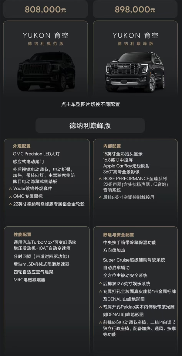 GMC育空全尺寸SUV國內(nèi)開售：80.8萬起、依舊四缸
