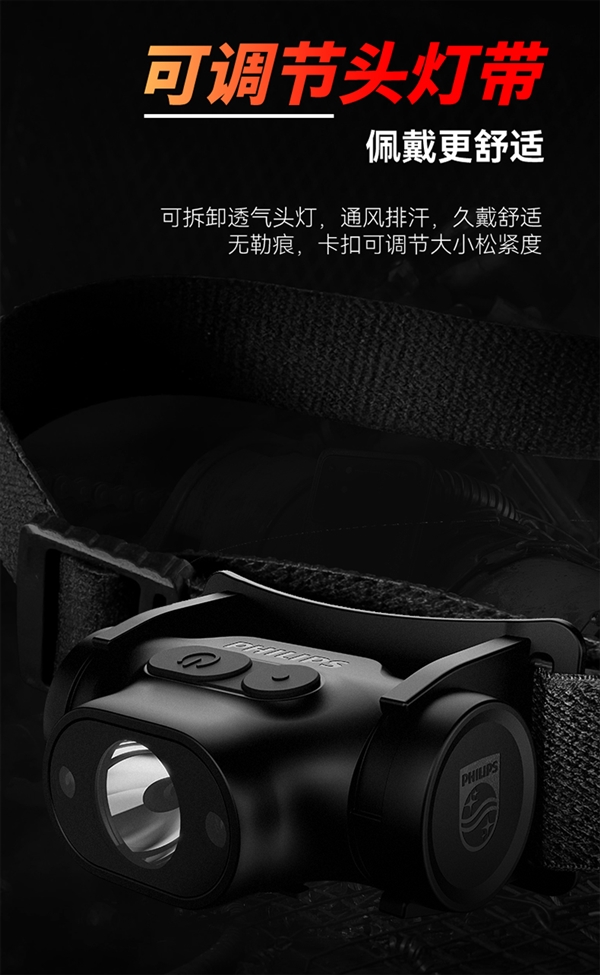Type-C充電、揮手感應！飛利浦強光頭燈大促：券后19.9元