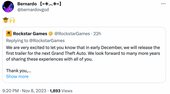 PS官方：《GTA6》預(yù)告片將會引爆互聯(lián)網(wǎng)