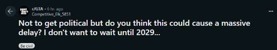 老外調(diào)侃《GTA6》特朗普任期發(fā)售：要推遲到2029了