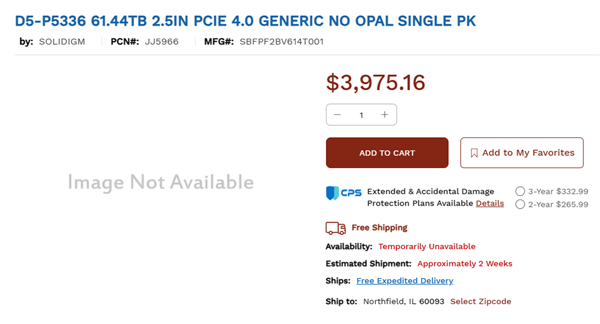 世界最大SSD！Solidigm D5-P5336 QLC 61.44TB終于開賣：至少2.65萬