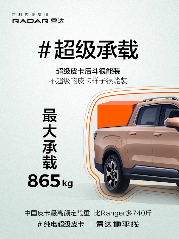 零百僅需4.5秒！國(guó)產(chǎn)最速皮卡“吉利雷達(dá)地平線”開(kāi)啟盲訂