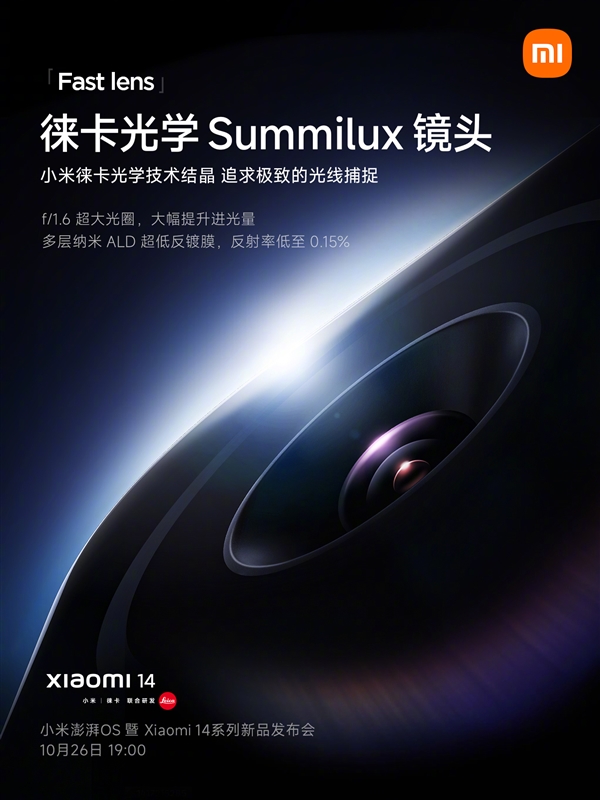 小米14首發(fā)迄今最完美徠卡Summilux鏡頭：f/1.6超大光圈