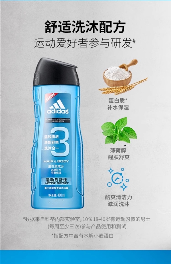 洗頭、洗澡二合一！阿迪達(dá)斯沐浴露大促：到手14.9元