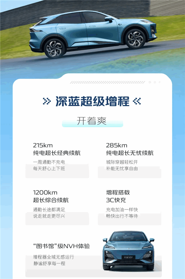 華為乾崑ADS SE上車(chē)！深藍(lán)S07核心配置公布：續(xù)航最高1200KM