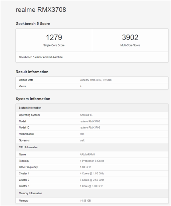 驍龍8+頂配旗艦！真我GT Neo5現(xiàn)身跑分網(wǎng)站 徐起：機器賊香