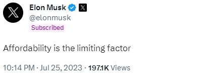 馬斯克回應(yīng)一半美國人想買特斯拉：負擔能力是限制因素