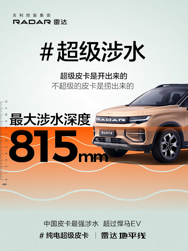 零百僅需4.5秒！國(guó)產(chǎn)最速皮卡“吉利雷達(dá)地平線”開(kāi)啟盲訂