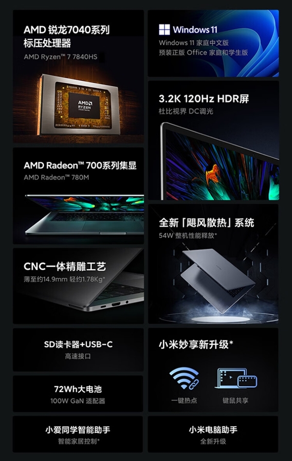 滿血7840HS+3.2K高刷屏！RedmiBook Pro 15銳龍版降到4699元