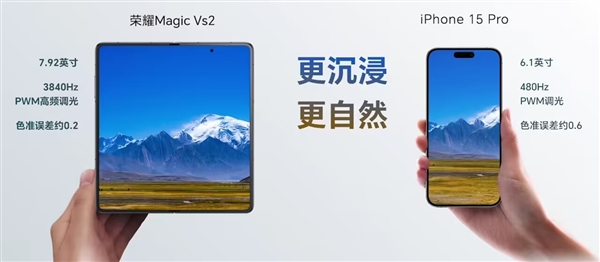 榮耀Magic Vs2配備7.92英寸大屏：比iPhone 15 Pro更護(hù)眼