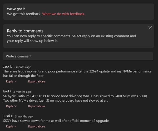微軟稱新版Win11速度起飛 用戶安裝后實(shí)測(cè)無(wú)語(yǔ)：SSD性能跌成狗