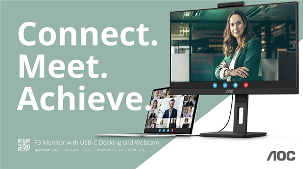 AOC推出P3系列顯示器：自帶USB-C擴(kuò)展塢 支持65W輸出