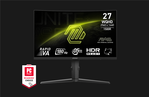 微星新款27寸顯示器上市：2K 180Hz曲面屏、支持AI畫面增強(qiáng)