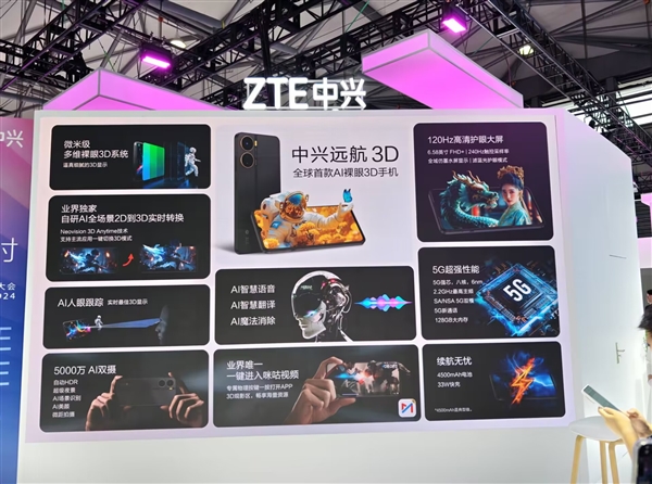 全球首款A(yù)I裸眼3D手機(jī) 中興遠(yuǎn)航3D發(fā)布：1499元