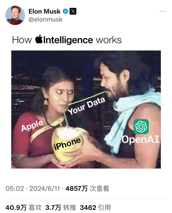 馬斯克連發(fā)7文炮轟蘋果牽手OpenAI：蘋果設(shè)備以后別進(jìn)我公司