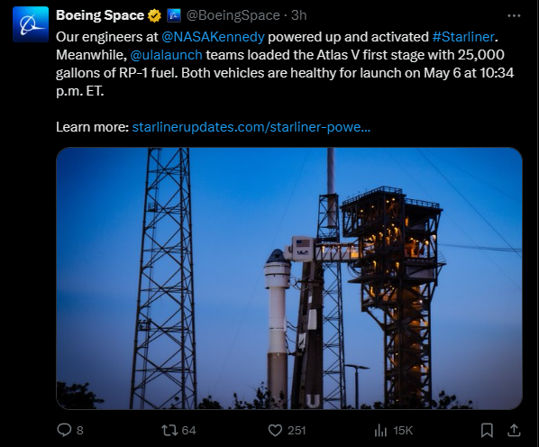 波音“星際客機”飛船計劃明天首次載人試飛：空間站停留8天