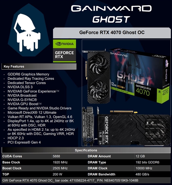 RTX 4070 GDDR6悄悄發(fā)布：顯存降級(jí) 1分錢也不便宜！