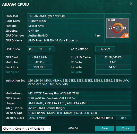 AIDA64支持銳龍9000 AVX-512測試：Intel只能眼饞