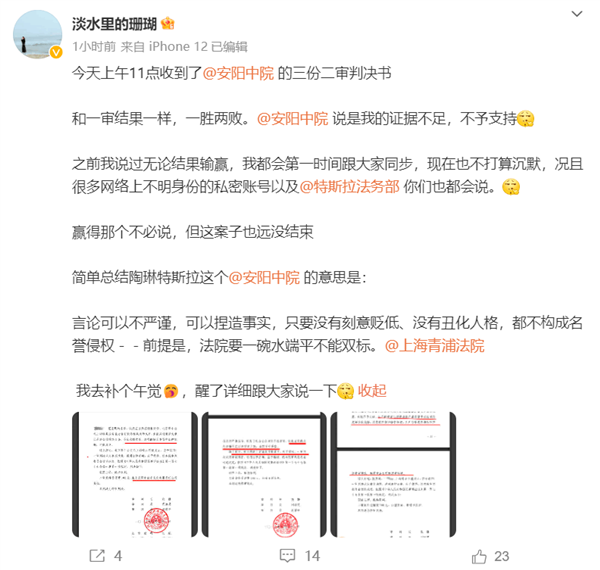 車頂維權(quán)女車主起訴特斯拉二審敗訴：特斯拉及陶琳不用賠禮道歉