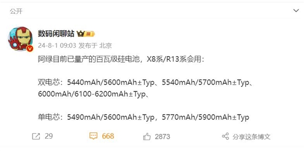OPPO Find X8系列電池曝光：頂配版破6000mAh
